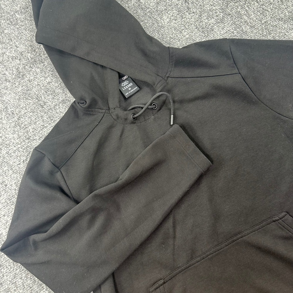 LEG3ND Hoodie Size M Black Pullover Drawstring Athletic Sweatshirt Mens